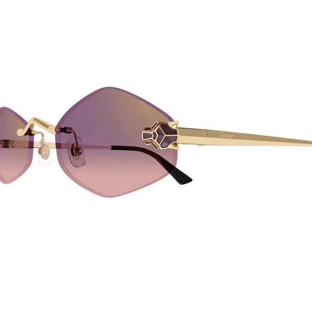 CARTIER Panthere De Cartier Sunglasses CT0433S 004 Gold Violet Lens AUTHENTIC - Picture 13 of 13